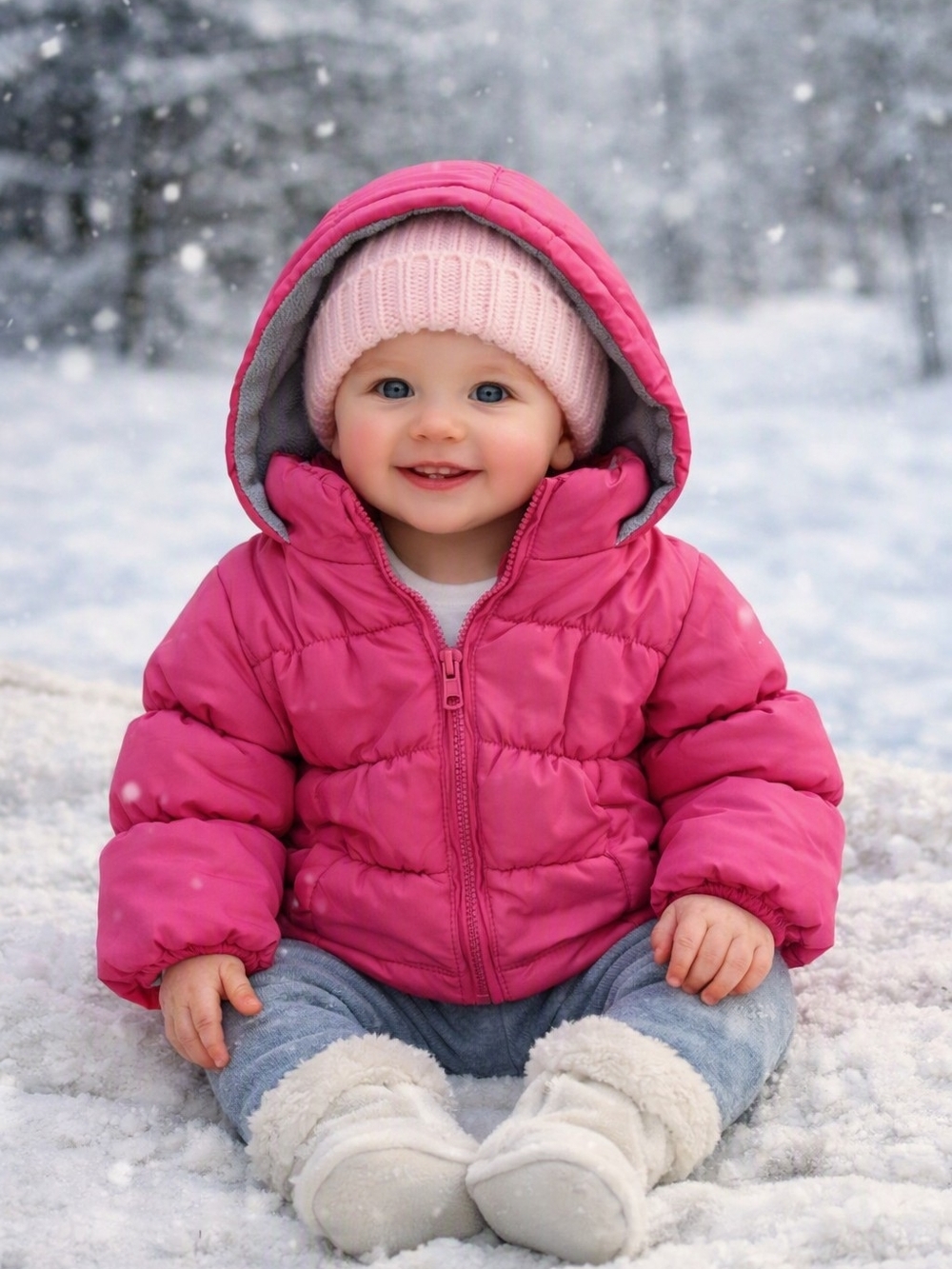 OshKosh B’gosh Bright Pink Hooded Puffer Jacket — 12 Months